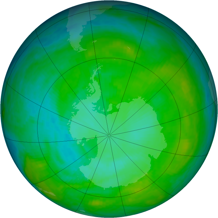 Antarctic ozone map for 20 January 1983